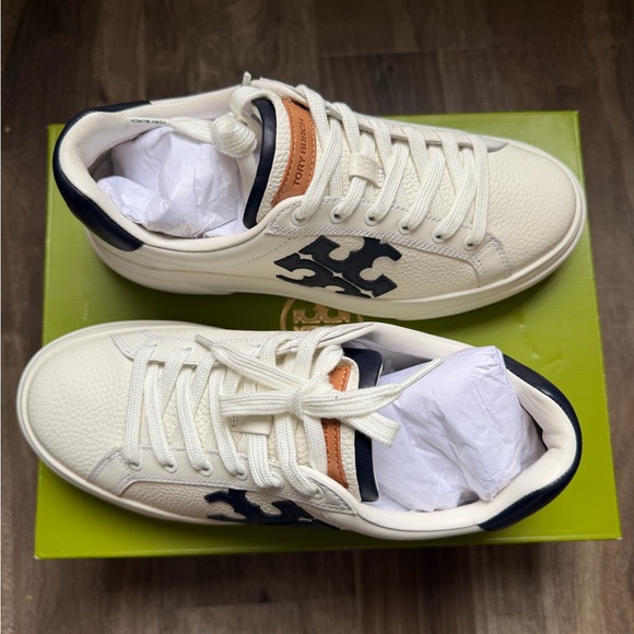 Tory Burch Signature Color Navy/white Platform Leather Sneaker size 8 - Picture 2 of 8